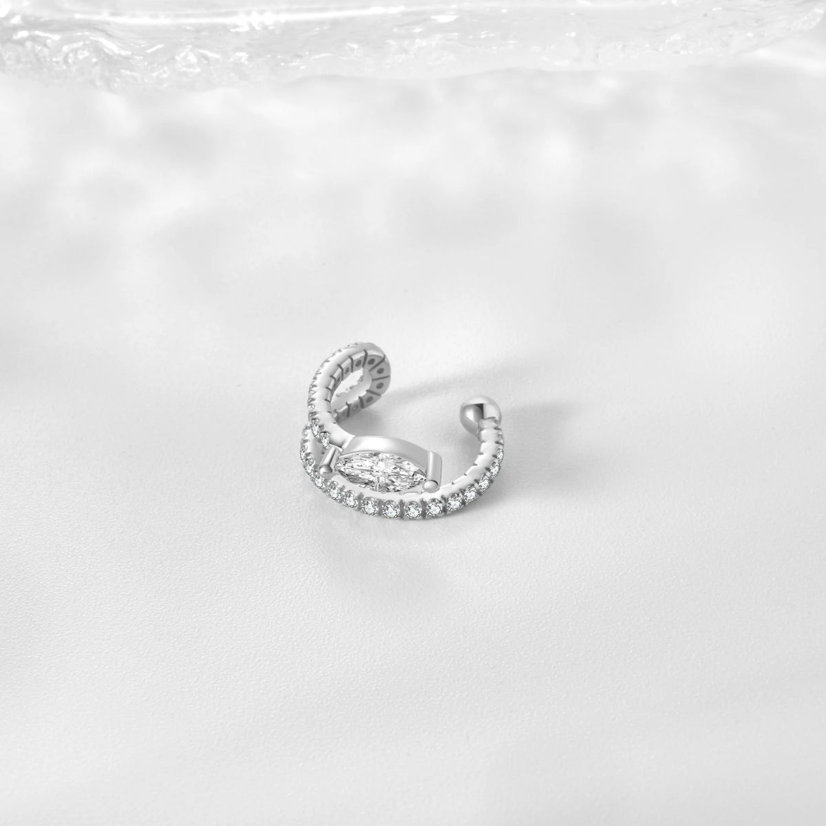 ANDYWEN 925 Sterling Silver 2023 Clear CZ Marquise Ear Cuff Non-Piercing Clip Luxury Fine Jewelry Gift