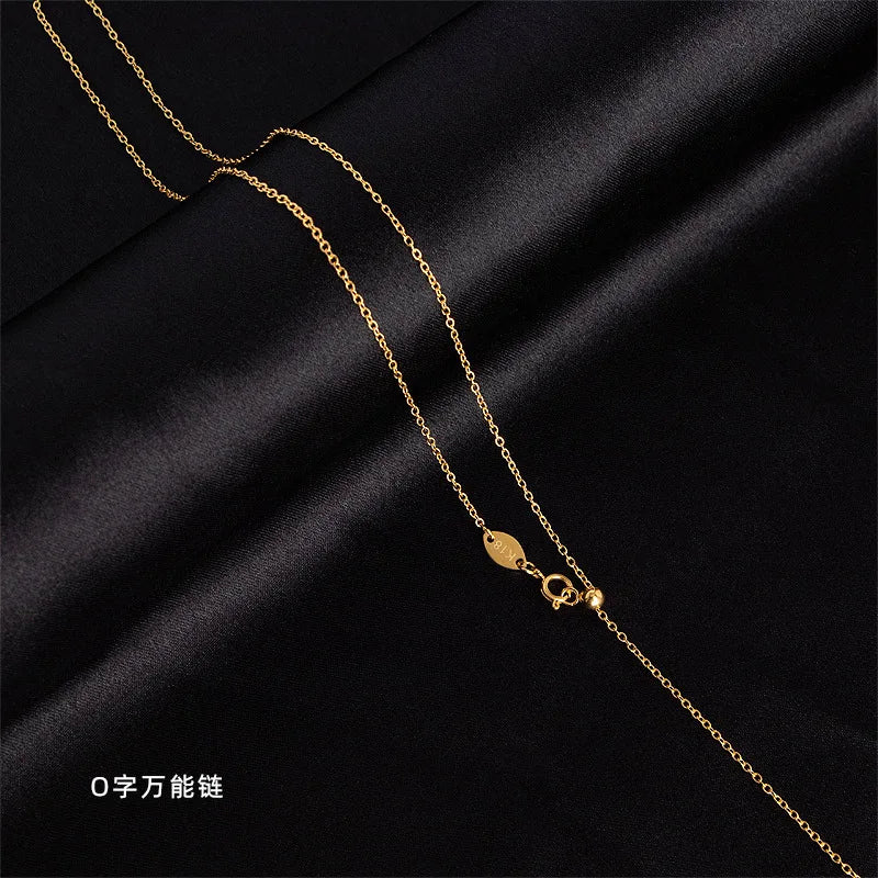 Snake Bone Chain O Link Box Chain Real 14k Gold Clavicle Chain Necklace for Women 45cm Chain Necklace Simple Fine Jewelry Gifts