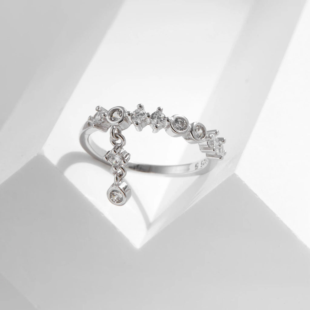 MODIAN 925 Sterling Silver High-Fashion Sparkling Round Zircon Charm Rings for Women Party Fine Jewelry