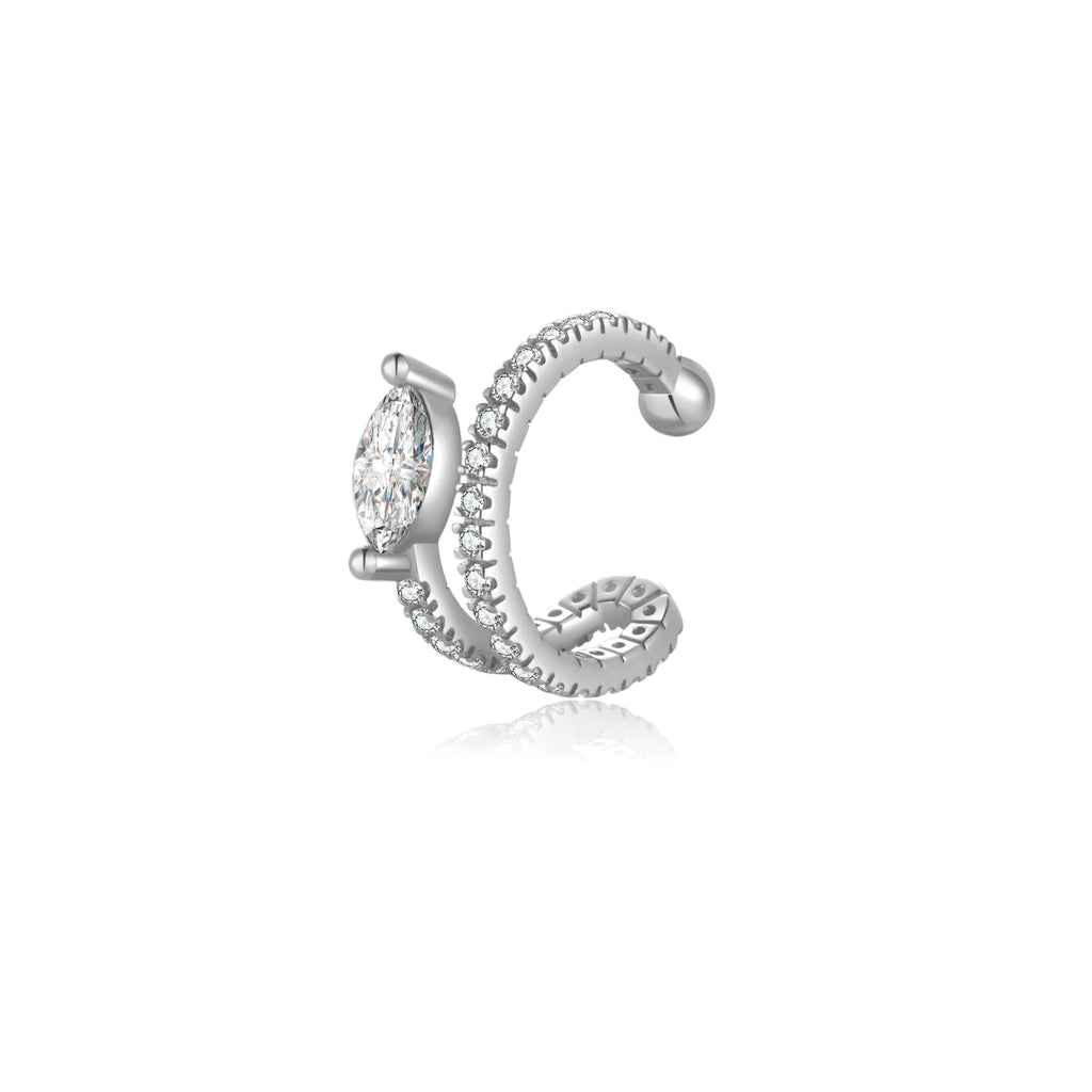 ANDYWEN 925 Sterling Silver 2023 Clear CZ Marquise Ear Cuff Non-Piercing Clip Luxury Fine Jewelry Gift