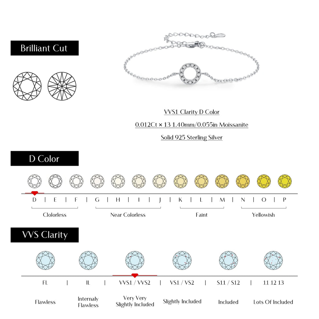 MODIAN D Color Moissanite Bracelet 925 Sterling Silver Fashion Hollow Out Round Link Chain Bracelet For Women Fine Jewelry Gifts