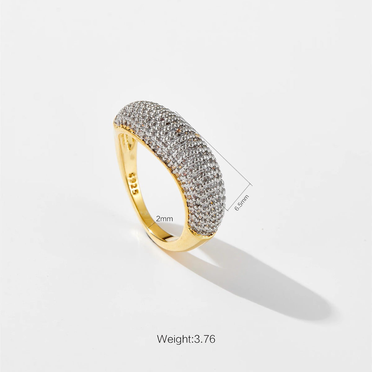 DPLAOPA 100% 925 Sterling Silver Geometric Full Zircon Pave Women's Ring Luxury Crystal Fine Jewelry Rock Punk Wedding Gift