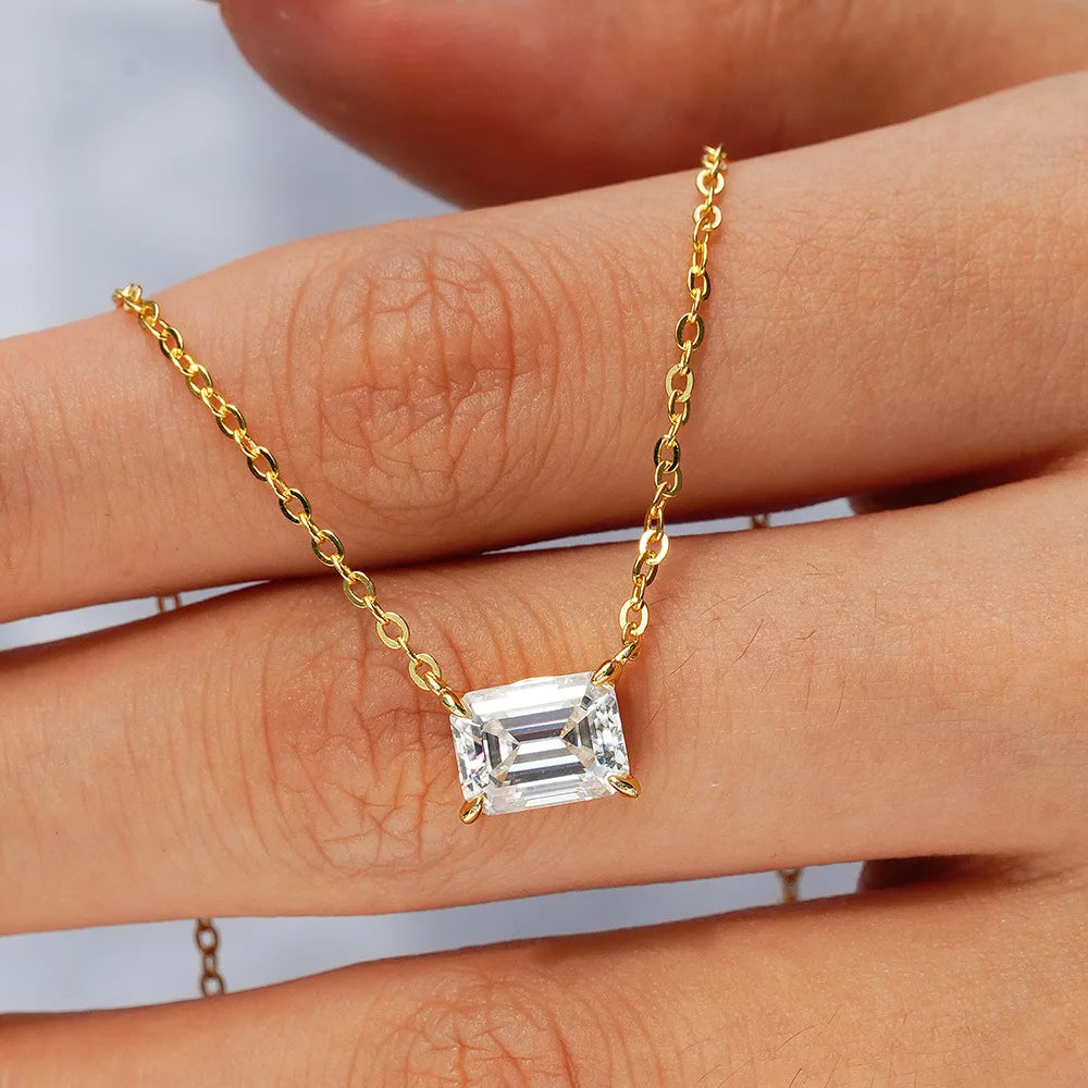 Emerald Heart Pear Princess Moissanite Diamond Pendants Necklaces For Women