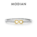 MODIAN 925 Sterling Silver Simple Romantic Heart Ring Trendy Metallic Contrast Design Ring for Women Fine Jewelry