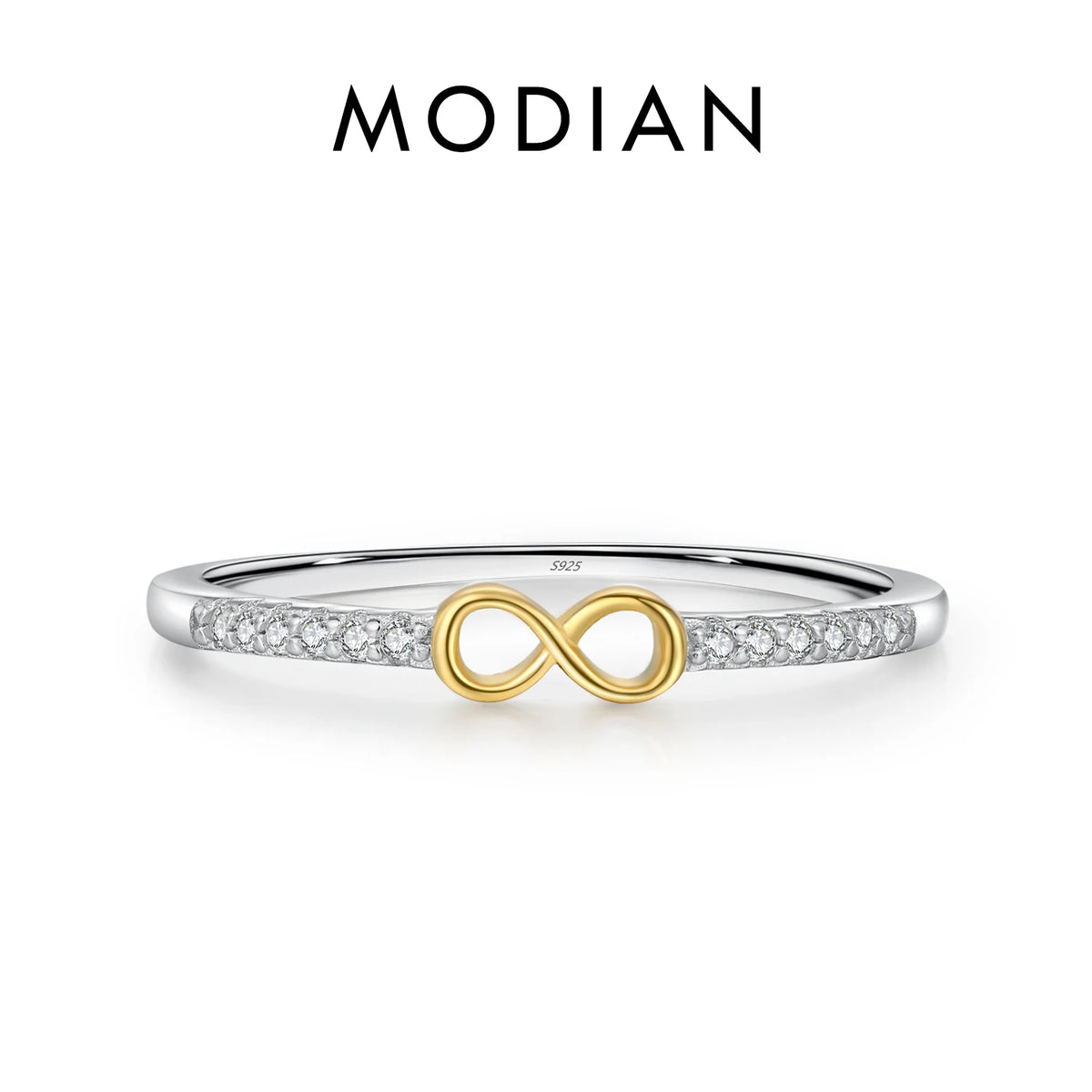 MODIAN 925 Sterling Silver Simple Romantic Heart Ring Trendy Metallic Contrast Design Ring for Women Fine Jewelry