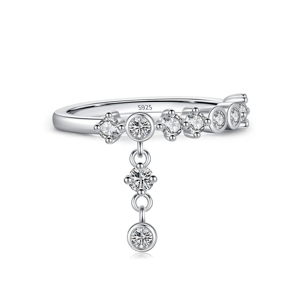 MODIAN 925 Sterling Silver High-Fashion Sparkling Round Zircon Charm Rings for Women Party Fine Jewelry