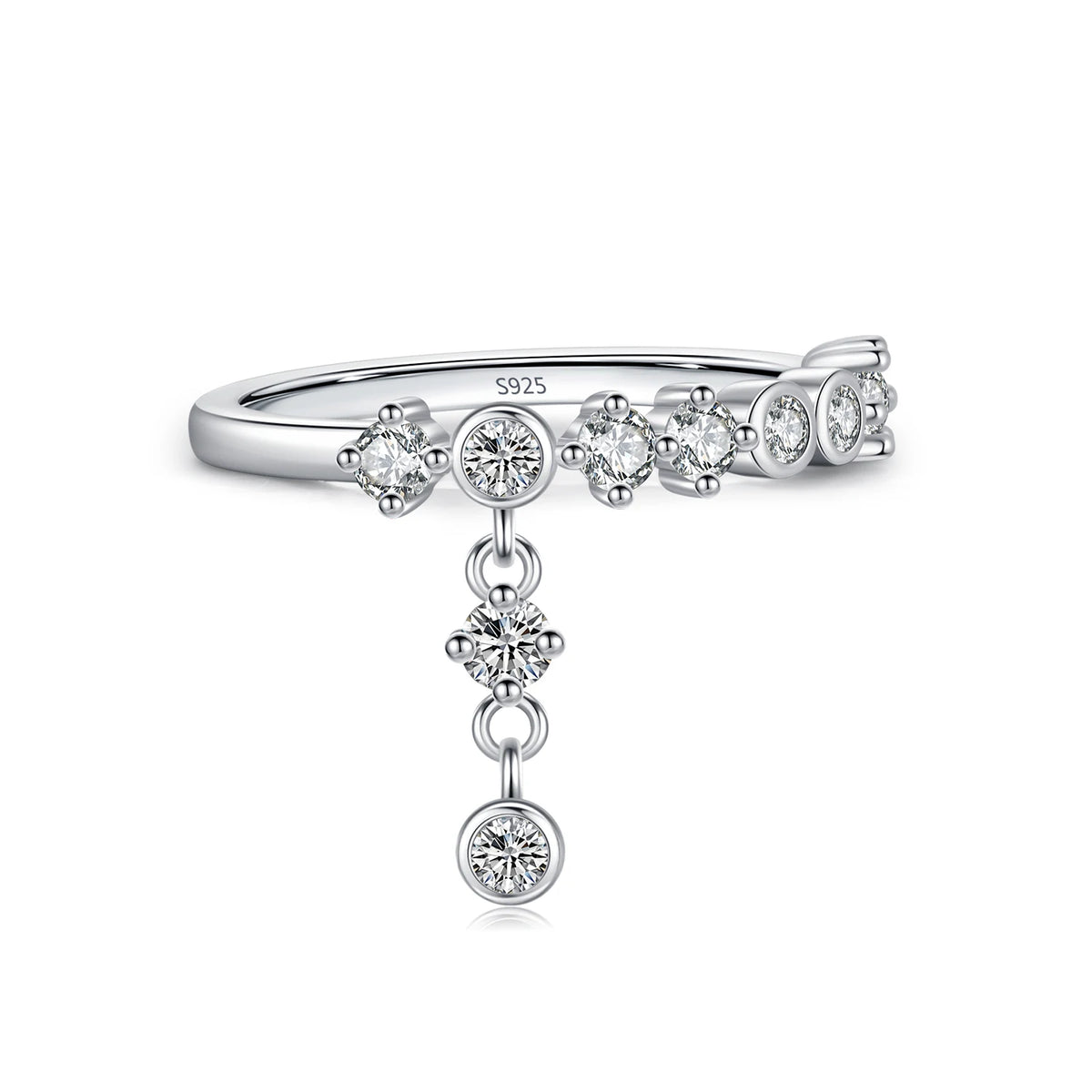 MODIAN 925 Sterling Silver High-Fashion Sparkling Round Zircon Charm Rings for Women Party Fine Jewelry