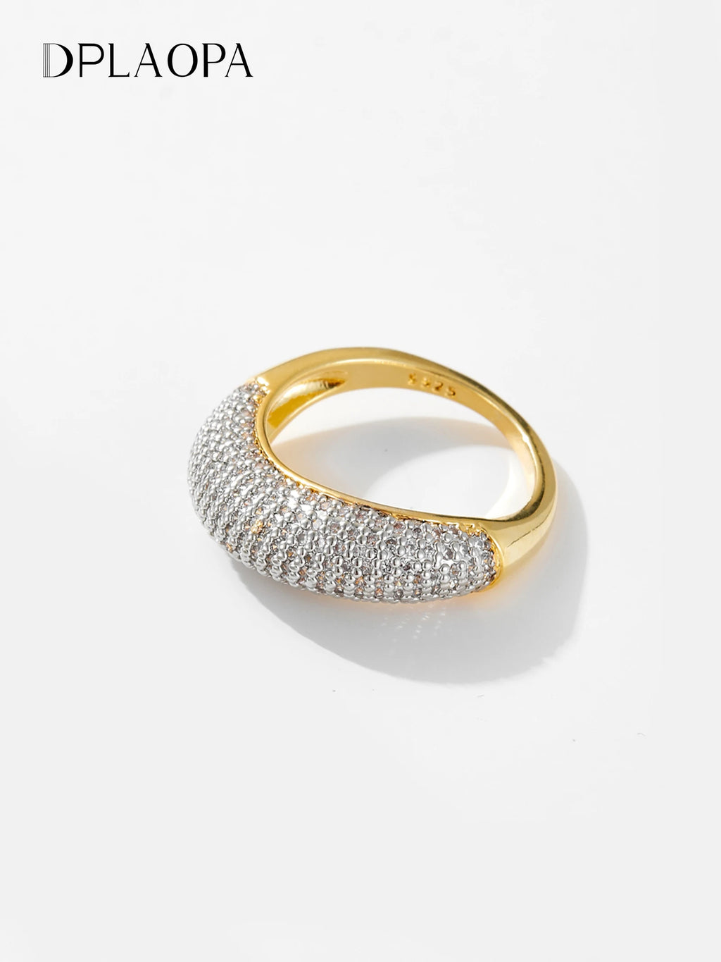 DPLAOPA 100% 925 Sterling Silver Geometric Full Zircon Pave Women's Ring Luxury Crystal Fine Jewelry Rock Punk Wedding Gift