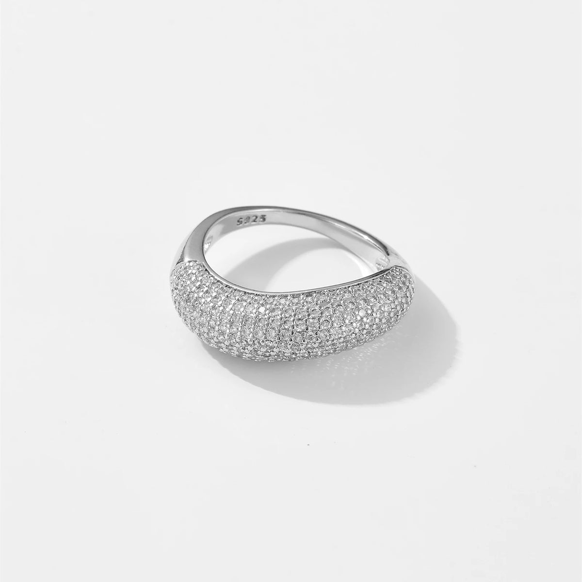 DPLAOPA 100% 925 Sterling Silver Geometric Full Zircon Pave Women's Ring Luxury Crystal Fine Jewelry Rock Punk Wedding Gift