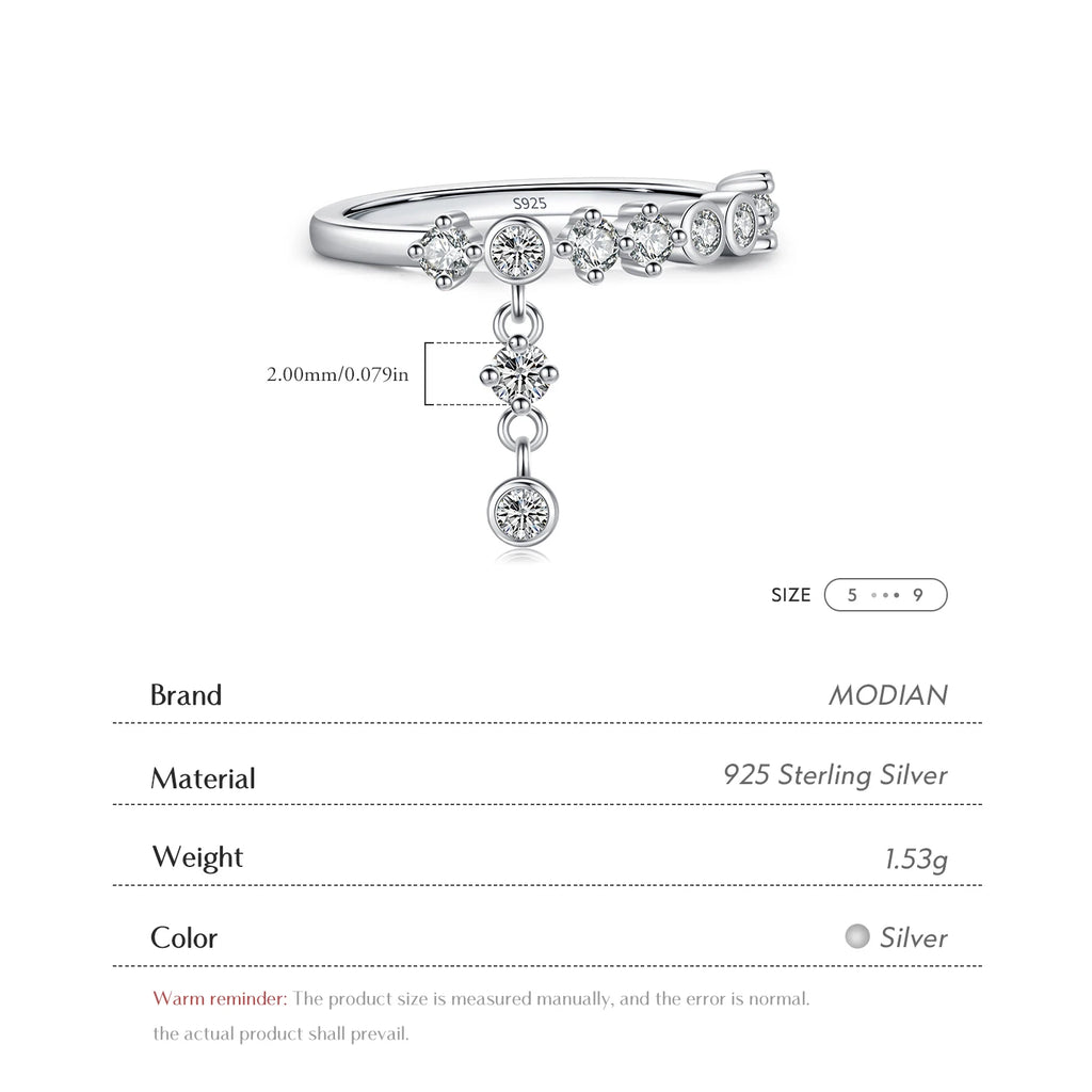 MODIAN 925 Sterling Silver High-Fashion Sparkling Round Zircon Charm Rings for Women Party Fine Jewelry