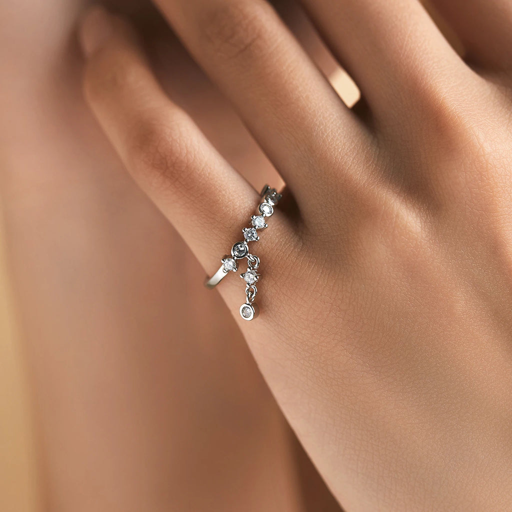 MODIAN 925 Sterling Silver High-Fashion Sparkling Round Zircon Charm Rings for Women Party Fine Jewelry
