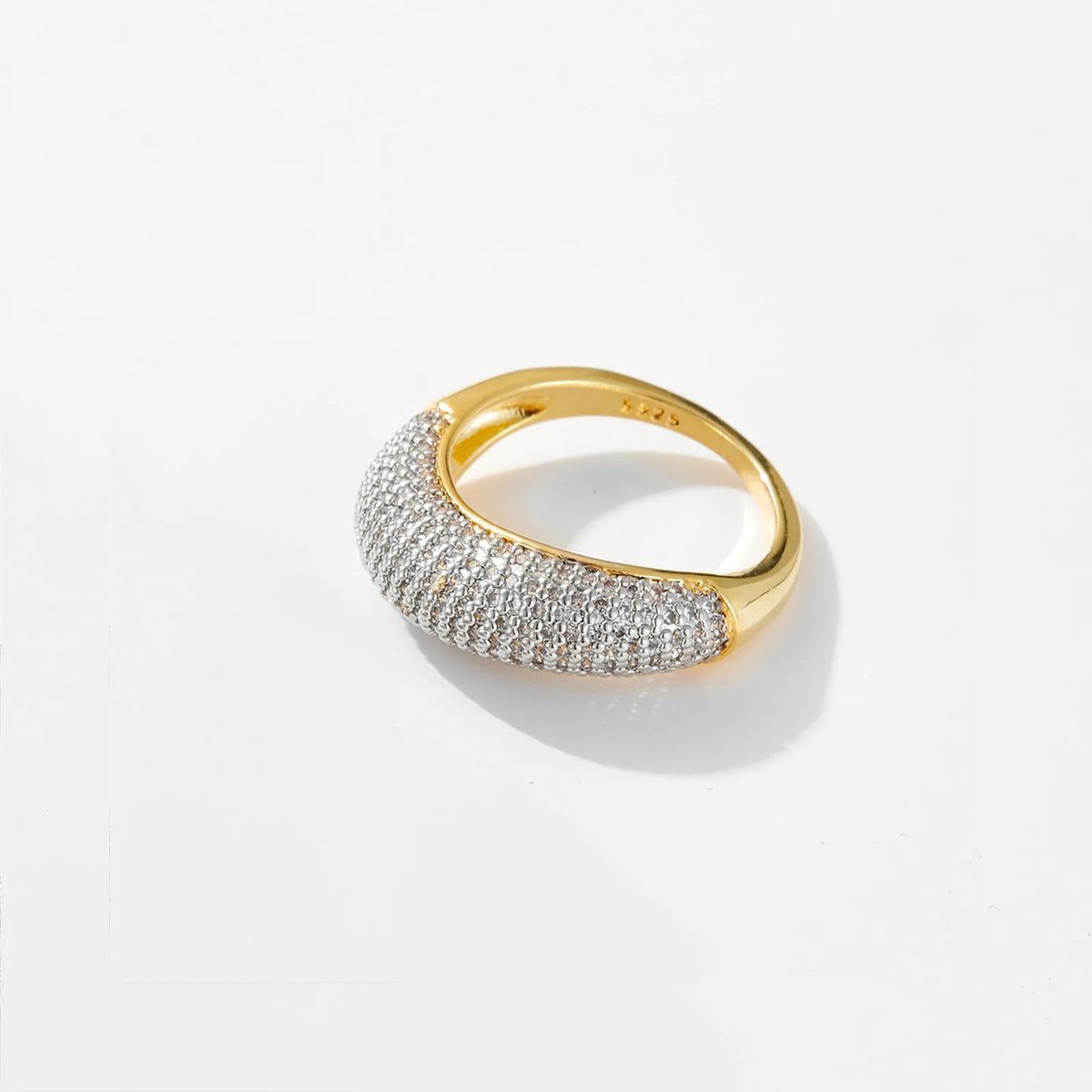 DPLAOPA 100% 925 Sterling Silver Geometric Full Zircon Pave Women's Ring Luxury Crystal Fine Jewelry Rock Punk Wedding Gift