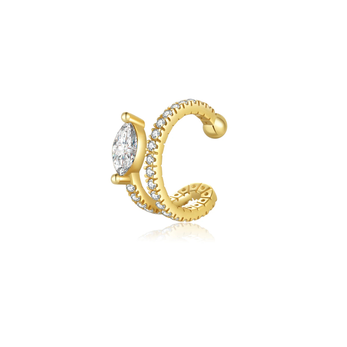 ANDYWEN 925 Sterling Silver 2023 Clear CZ Marquise Ear Cuff Non-Piercing Clip Luxury Fine Jewelry Gift